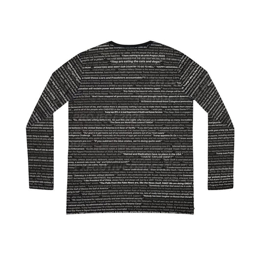 Anti-Trump V-neck Top for Women (black with white script overlaid by, "With Fear For Democracy, I DISSENT")