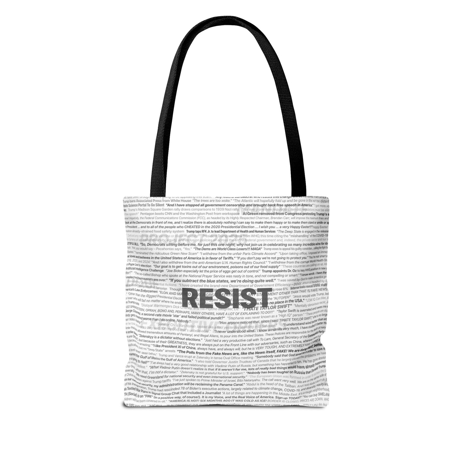 Anti-Trump Tote Bag - In His Own Words, Overlaid with DEMOCRACY?