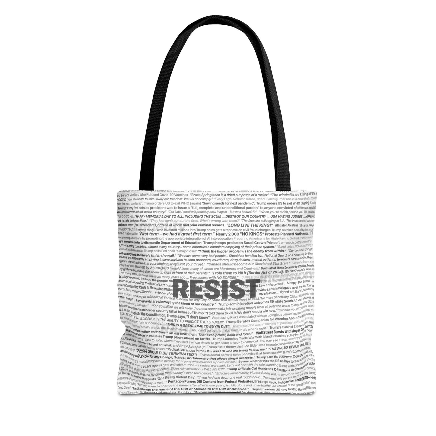 Anti-Trump Tote Bag - In His Own Words, Overlaid with DEMOCRACY?